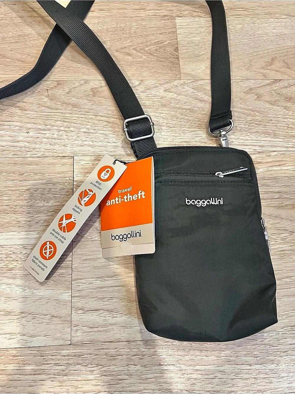 baggalini Anti-Theft Crossbody Bag Grey NWT